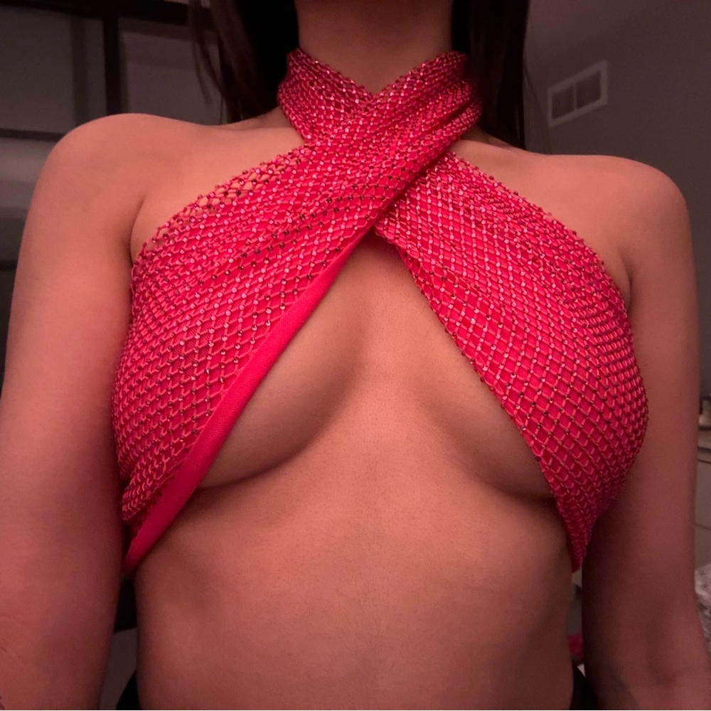 SLA the Label Freddie Diamanté Top in Pink